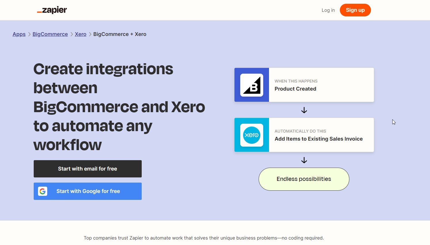 BigCommerce and Xero integration service - Zapier
